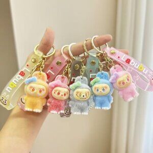 New Popular Hot! mini brown Mocha bunny Labubu Baby keychain dangeler figure